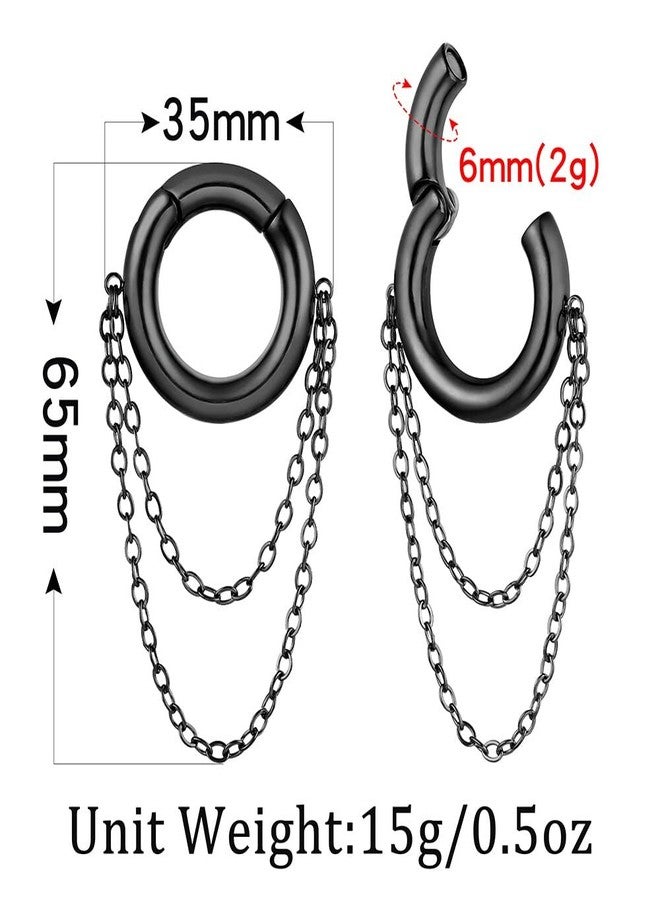 Earblity 2 PCS Black 2g (6mm) Hoop Link Ear Hanger Weights for Stretched Ears, Hypoallergenic 316 Stainless Steel Weights Plugs Tunnels Gauges Body Jewelry for Women Men - Image 3